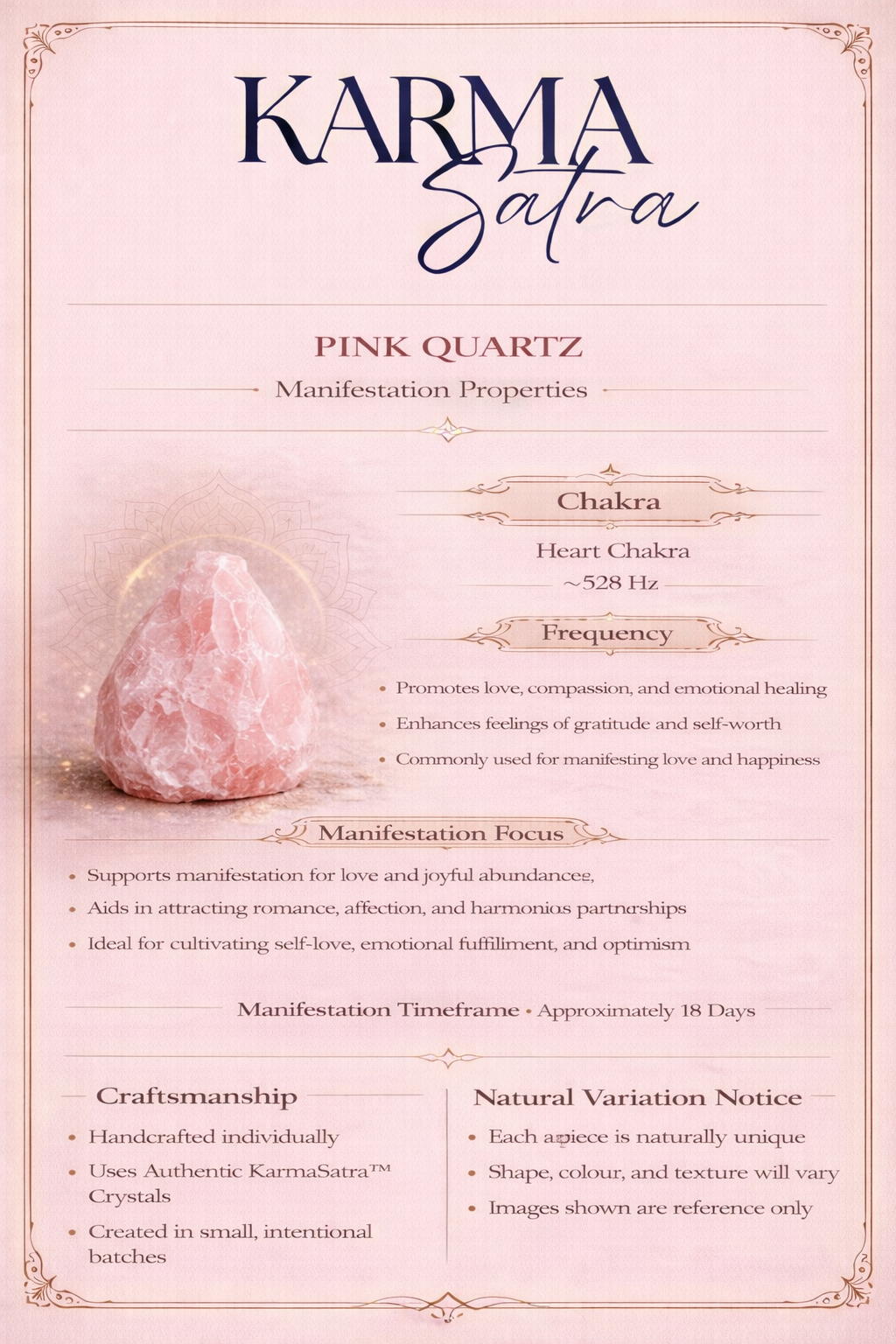 KarmaSatra™ Rose Quartz Crystal Keychain