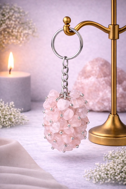 KarmaSatra™ Rose Quartz Crystal Keychain