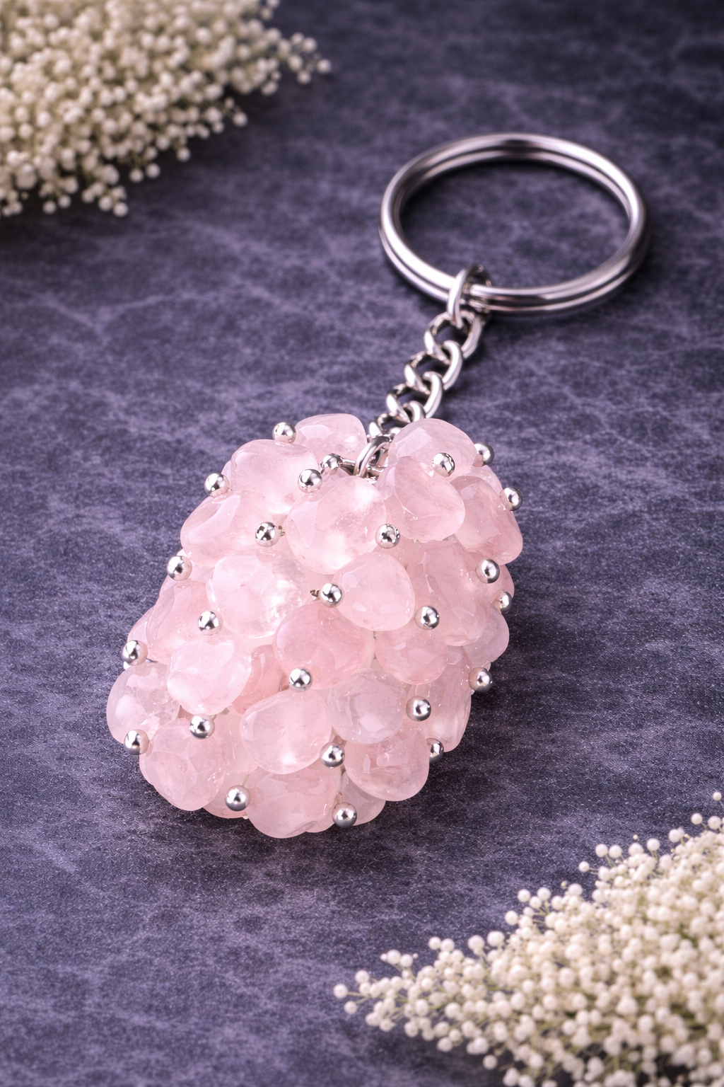 KarmaSatra™ Rose Quartz Crystal Keychain