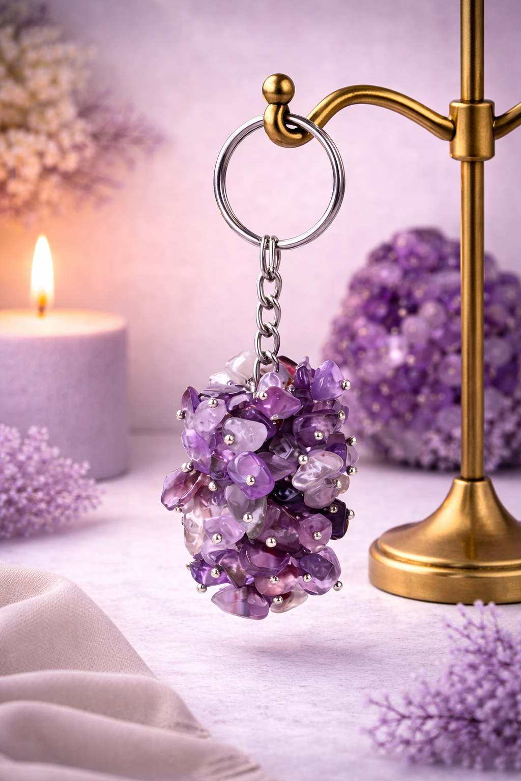 KarmaSatra™ Amethyst Crystal Keychain