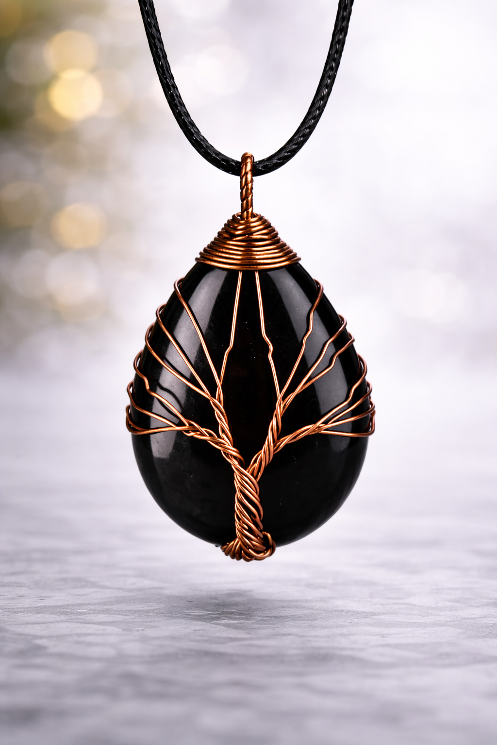 KarmaSatra™ Black Agate Energy Pendant (Copper)