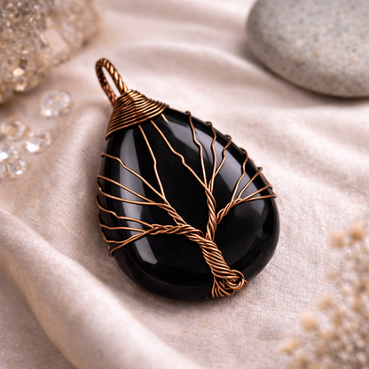 KarmaSatra™ Black Agate Energy Pendant (Copper)