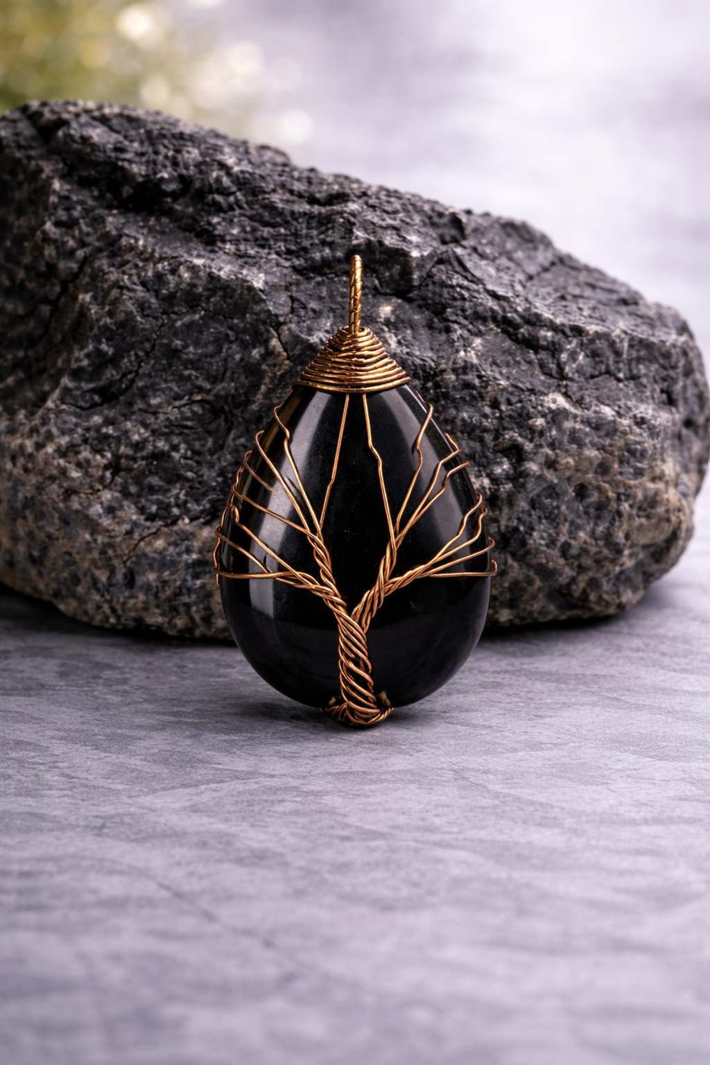 KarmaSatra™ Black Agate Energy Pendant (Copper)