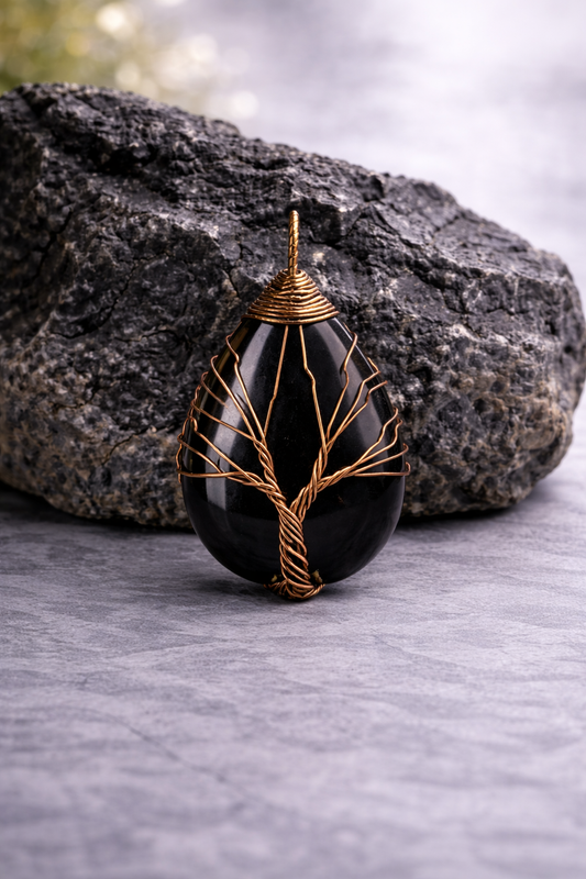 KarmaSatra™ Black Agate Energy Pendant (Copper)
