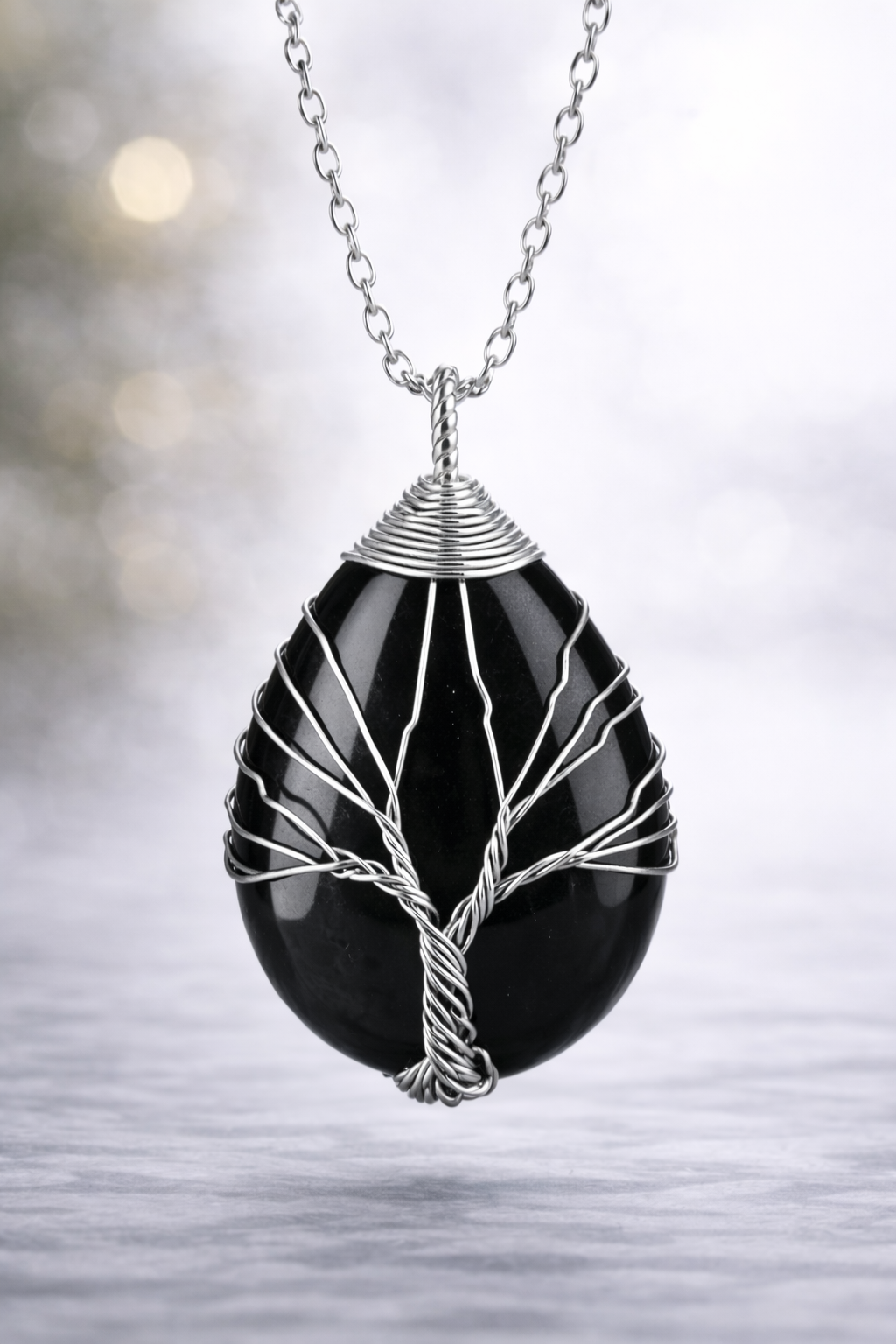 Black Agate Energy Pendant (Silver)