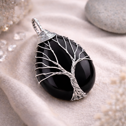 Black Agate Energy Pendant (Silver)