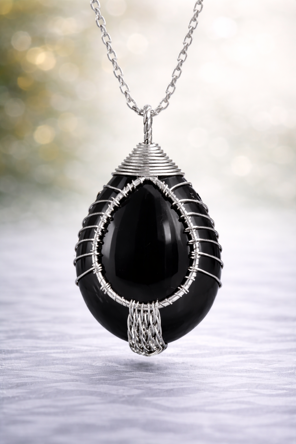 Black Agate Energy Pendant (Silver)