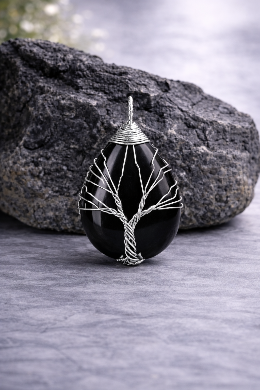 Black Agate Energy Pendant (Silver)