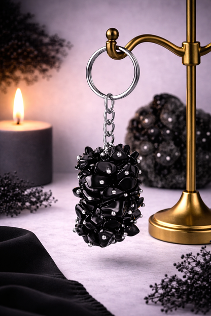 KarmaSatra™ Black Obsidian Crystal Keychain