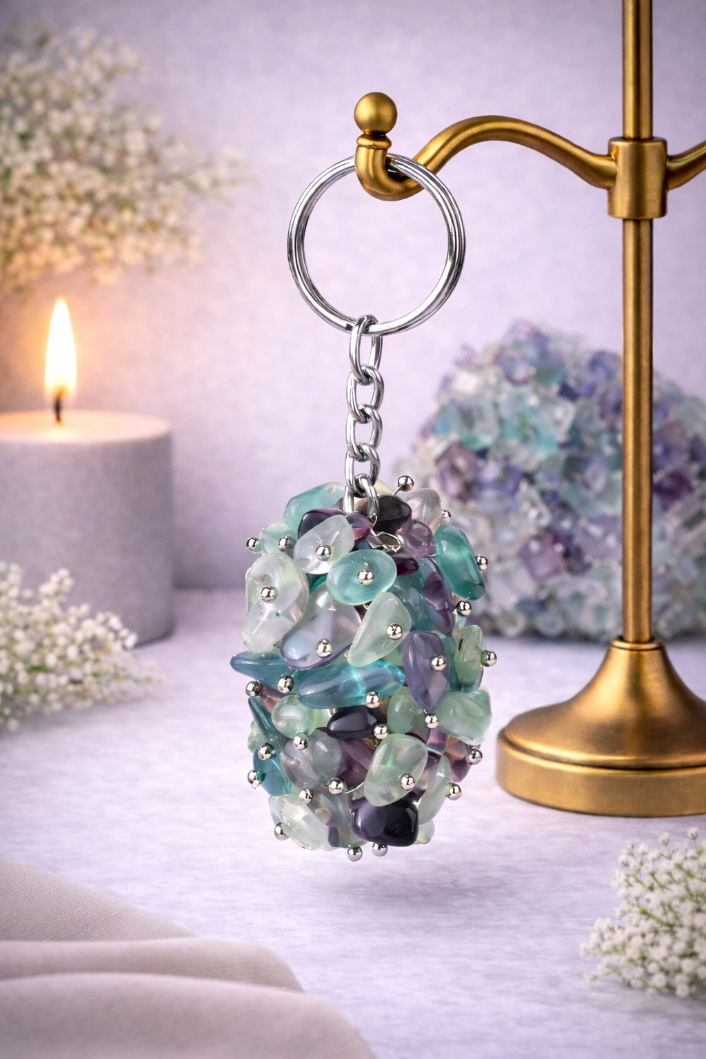 KarmaSatra™ Fluorite Crystal Keychain