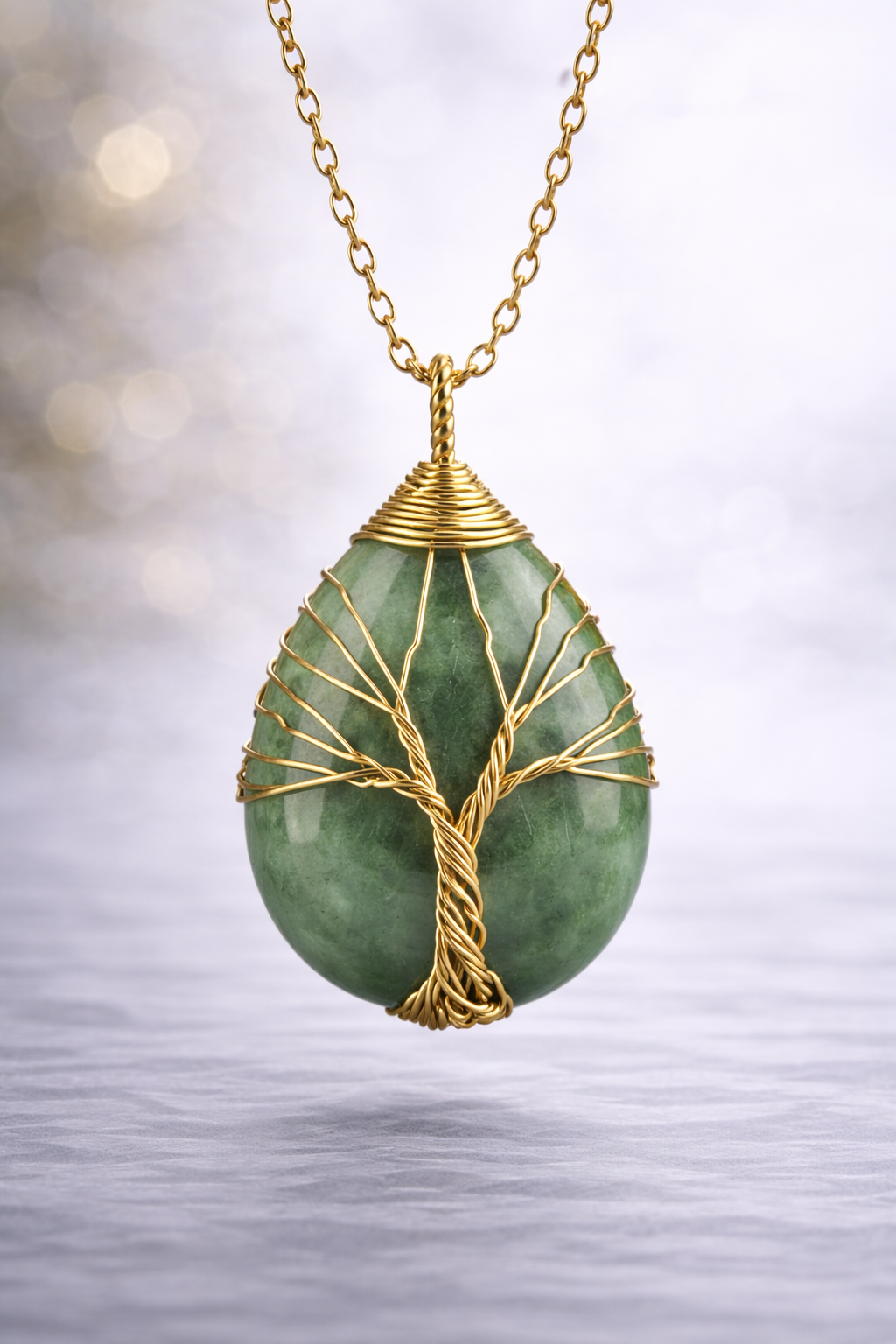 Green Aventurine Energy Pendant (Gold)