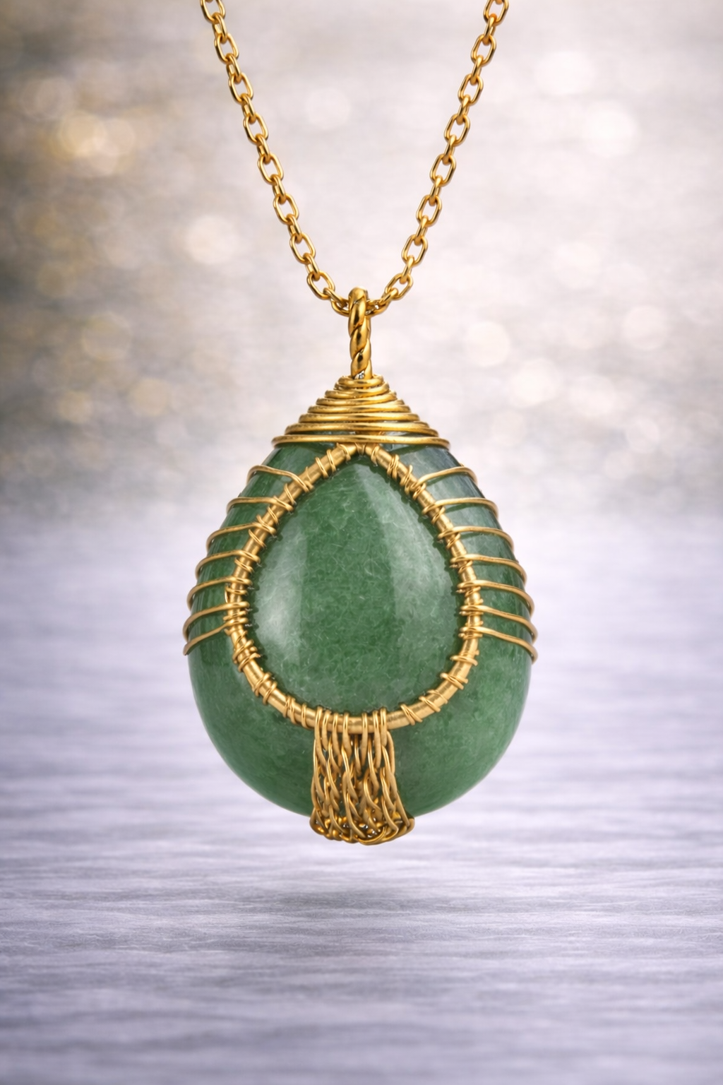 Green Aventurine Energy Pendant (Gold)