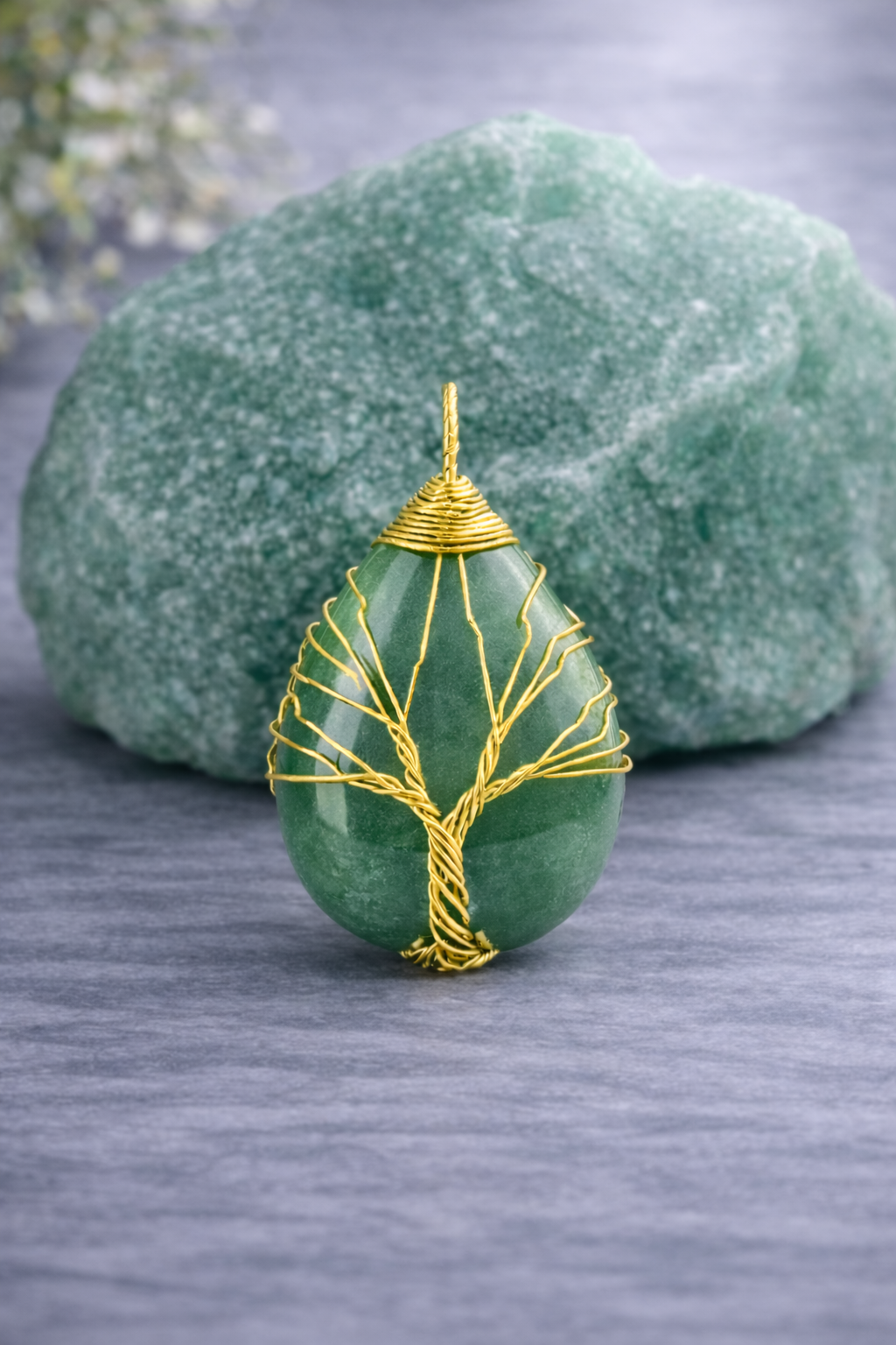 Green Aventurine Energy Pendant (Gold)