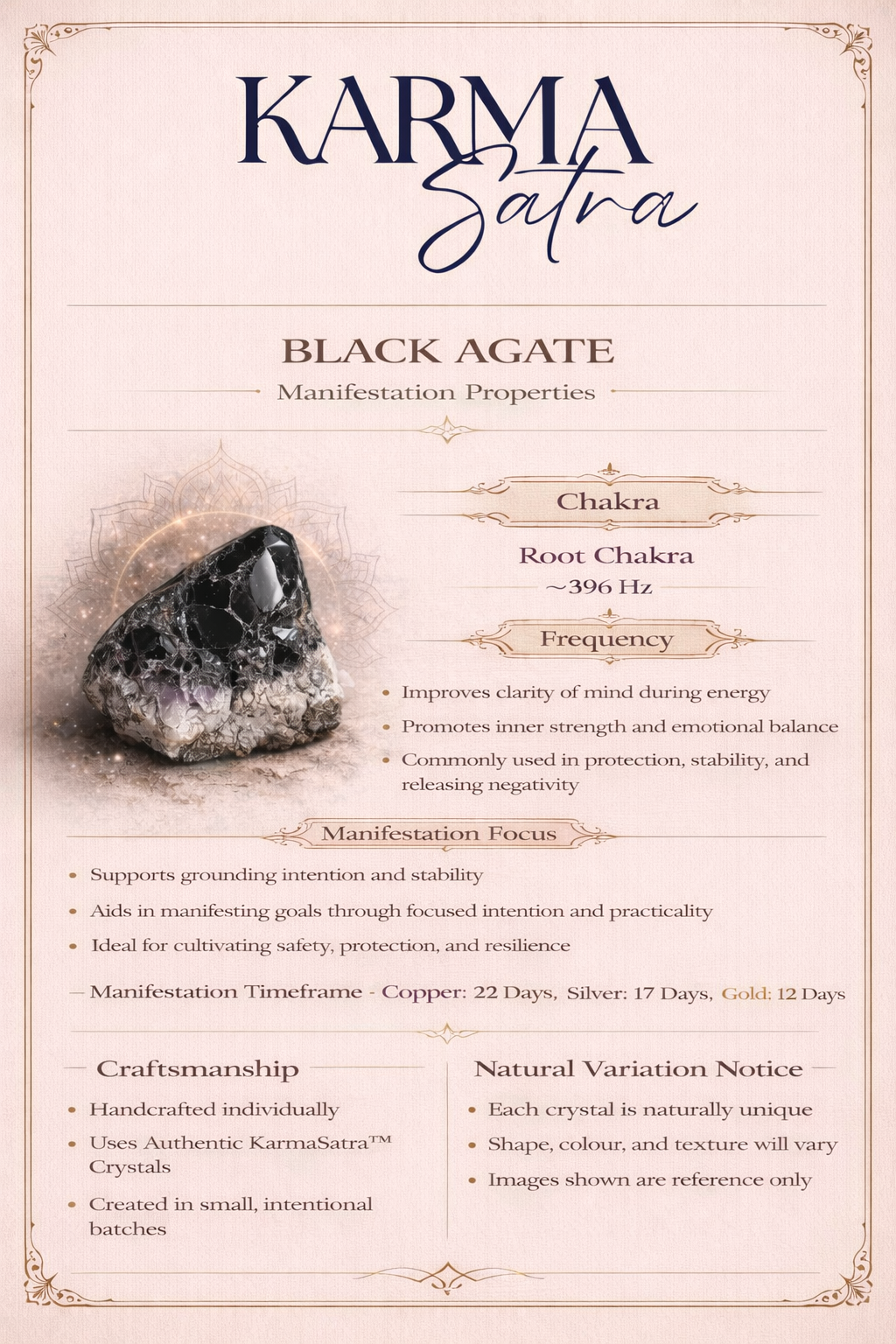 KarmaSatra™ Black Agate Energy Pendant (Copper)