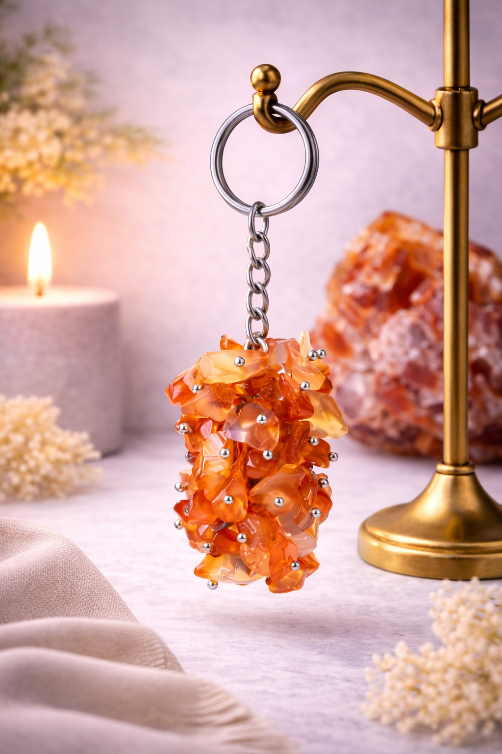KarmaSatra™ Red Agate Crystal Keychain