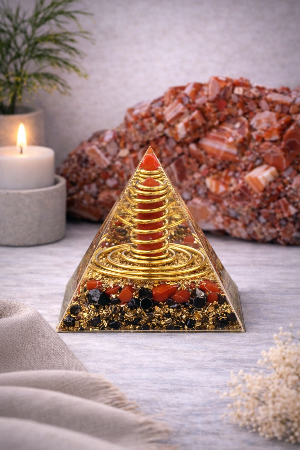 KarmaSatra™ Red Agate Reiki Energy Pyramid