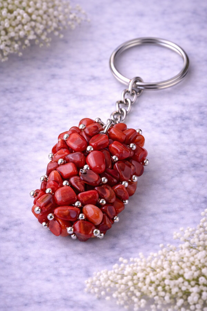KarmaSatra™ Red Coral Crystal Keychain