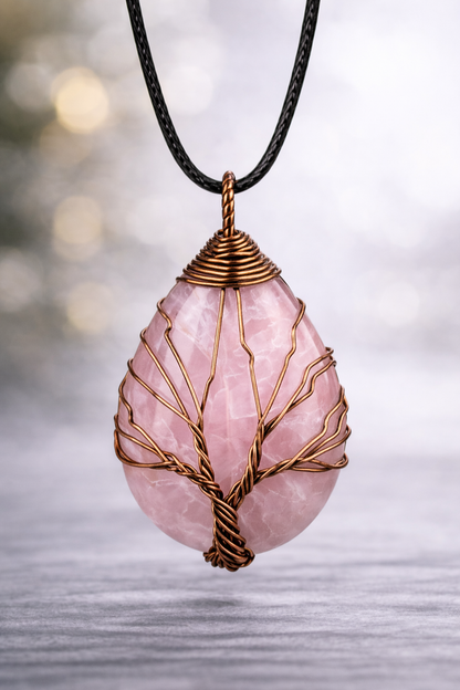 Rose Quartz Energy Pendant (Copper)