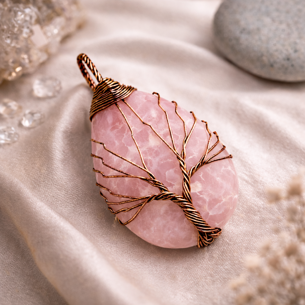 Rose Quartz Energy Pendant (Copper)