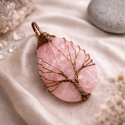 Rose Quartz Energy Pendant (Copper)