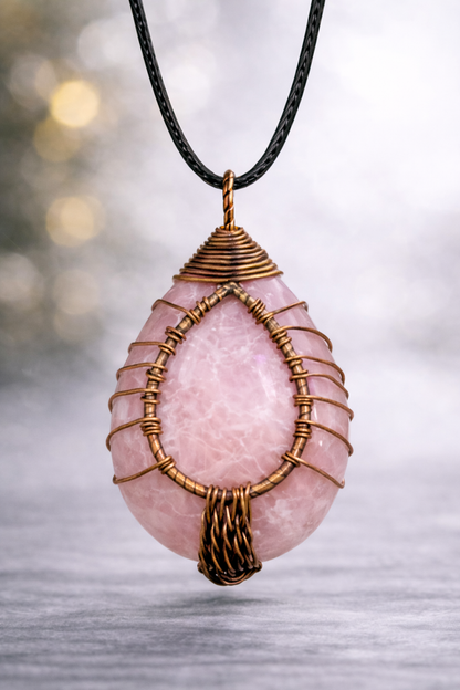Rose Quartz Energy Pendant (Copper)