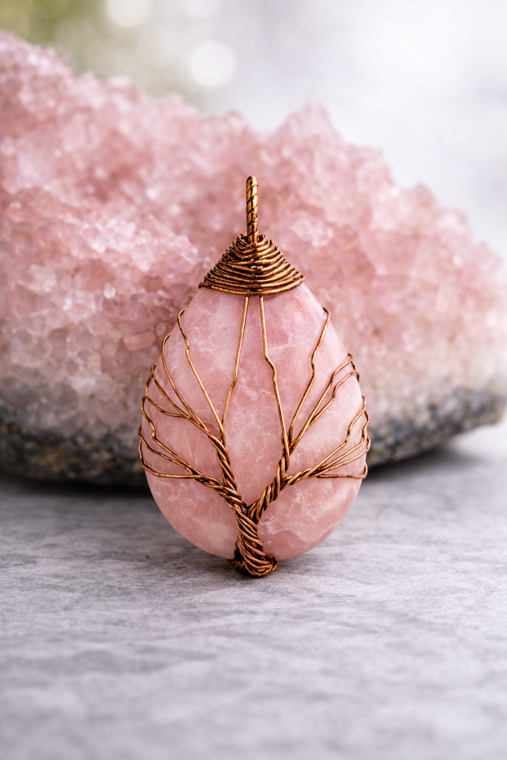 Rose Quartz Energy Pendant (Copper)