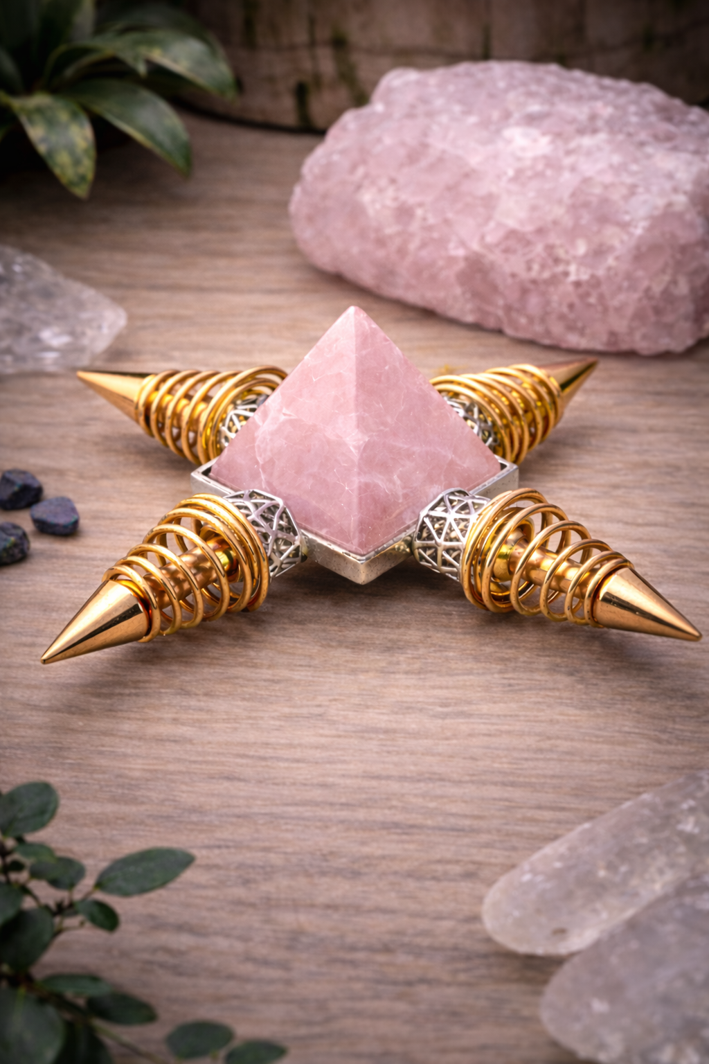KarmaSatra™ Rose Quartz Frequency Amplifier (Gold)