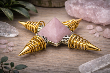 KarmaSatra™ Rose Quartz Frequency Amplifier (Gold)