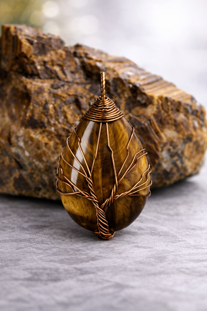 Tiger's Eye Energy Pendant (Copper)