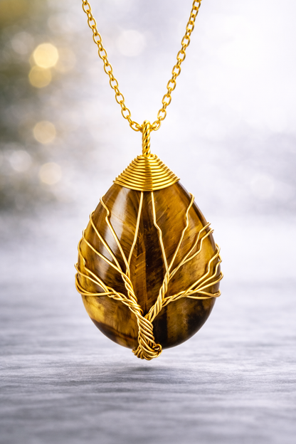 Tiger's Eye Energy Pendant (Gold)