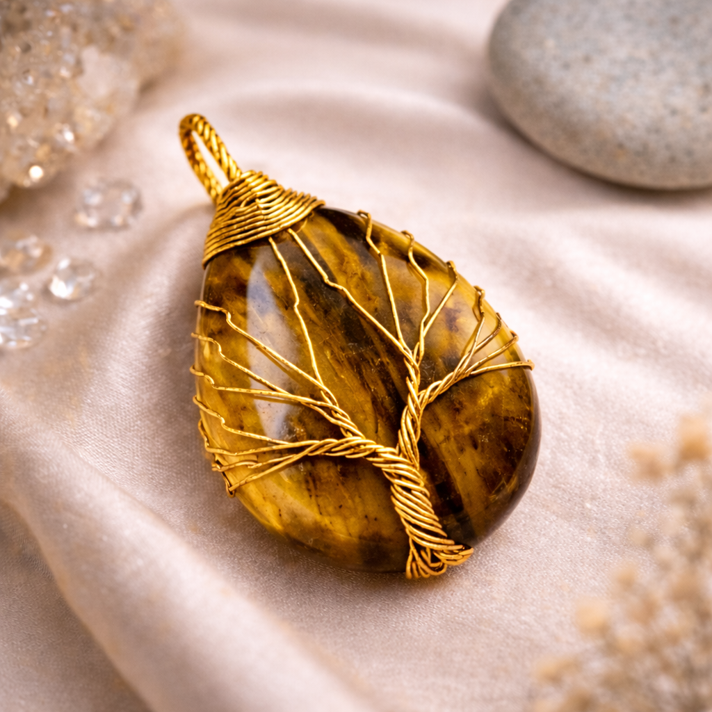 Tiger's Eye Energy Pendant (Gold)
