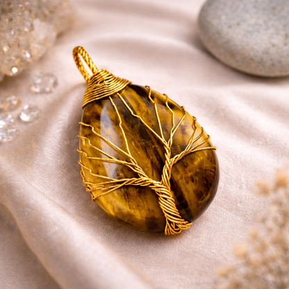 Tiger's Eye Energy Pendant (Gold)