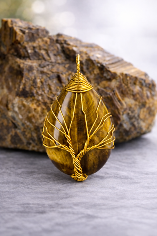 Tiger's Eye Energy Pendant (Gold)